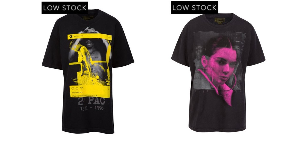 and kylie jenner their faces over tupac and biggie on new t-shirts